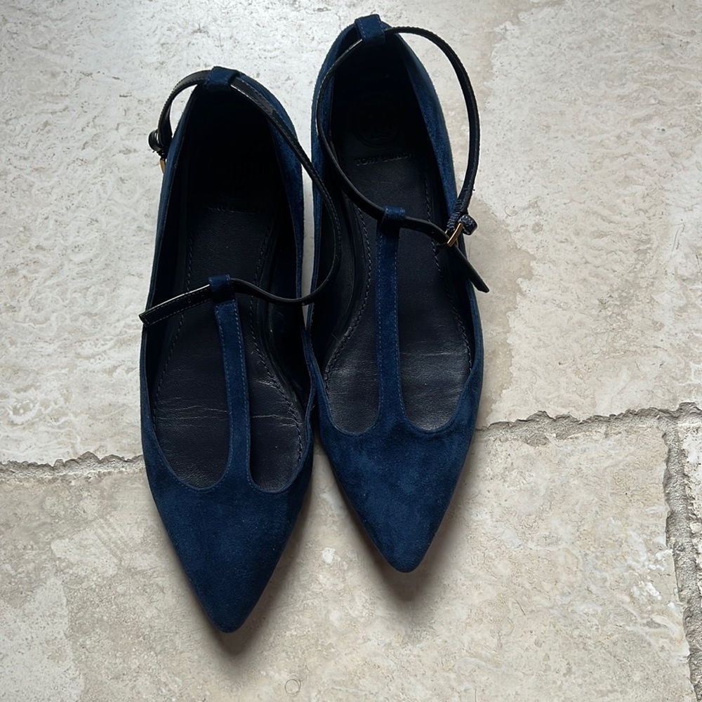 Tory Burch Ashton T Strap Navy Flat